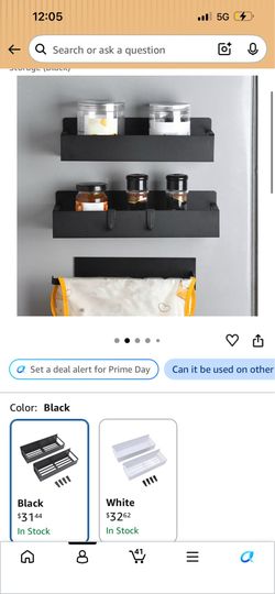 Magnetic Refrigerator Storage Shelves with Hooks – Set of 3