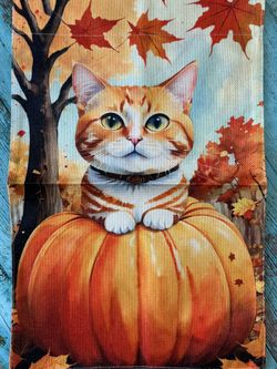 Fall Halloween Cat Garden Flag 12x18 New Double Sided 