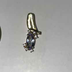 New Tanzanite And White Topaz Pendant - 14K Over Sterling Silver