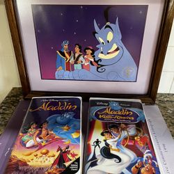 Disney Aladdin Limited Edition Lithograph And VHS