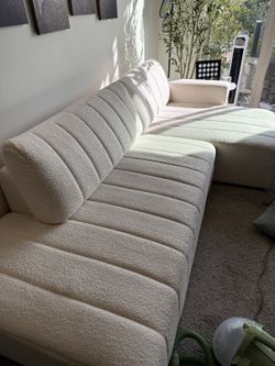 Cream Boucle Sectional Sofa with Chaise