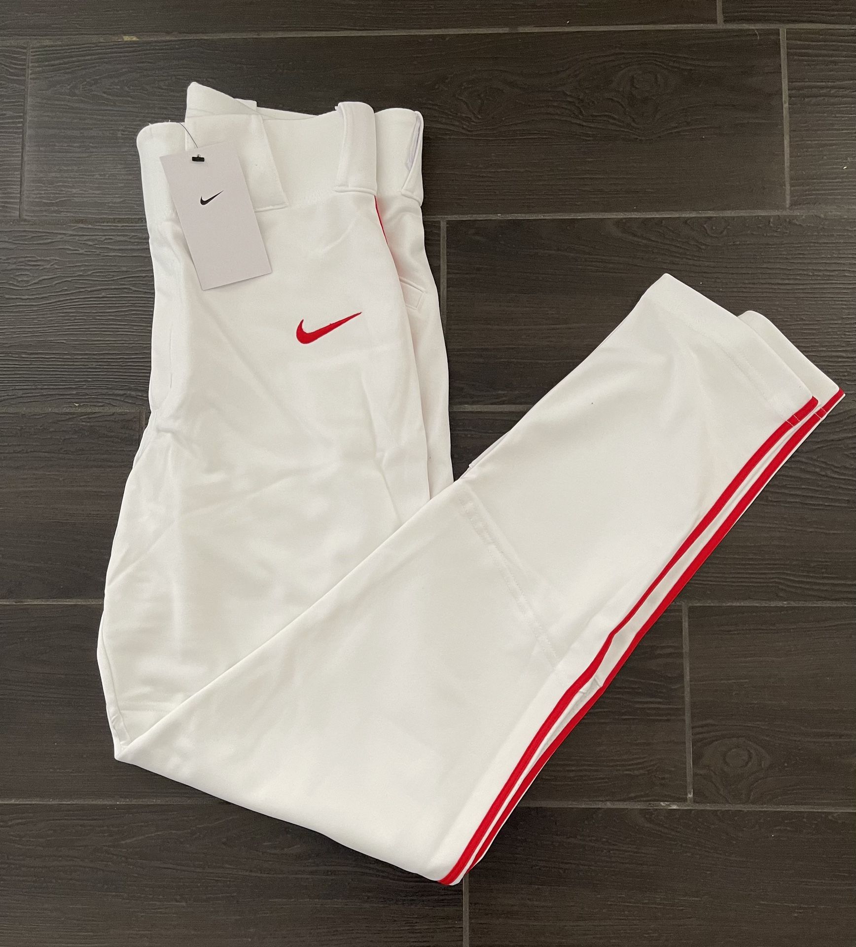 Nike Vapor Select Baseball Pants White/Red Piping Men’s Sz Small (BQ6435-104)