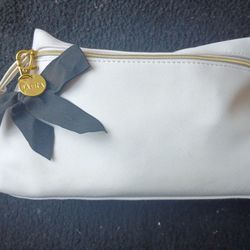 Jafra White Leather Cosmetic Bag 