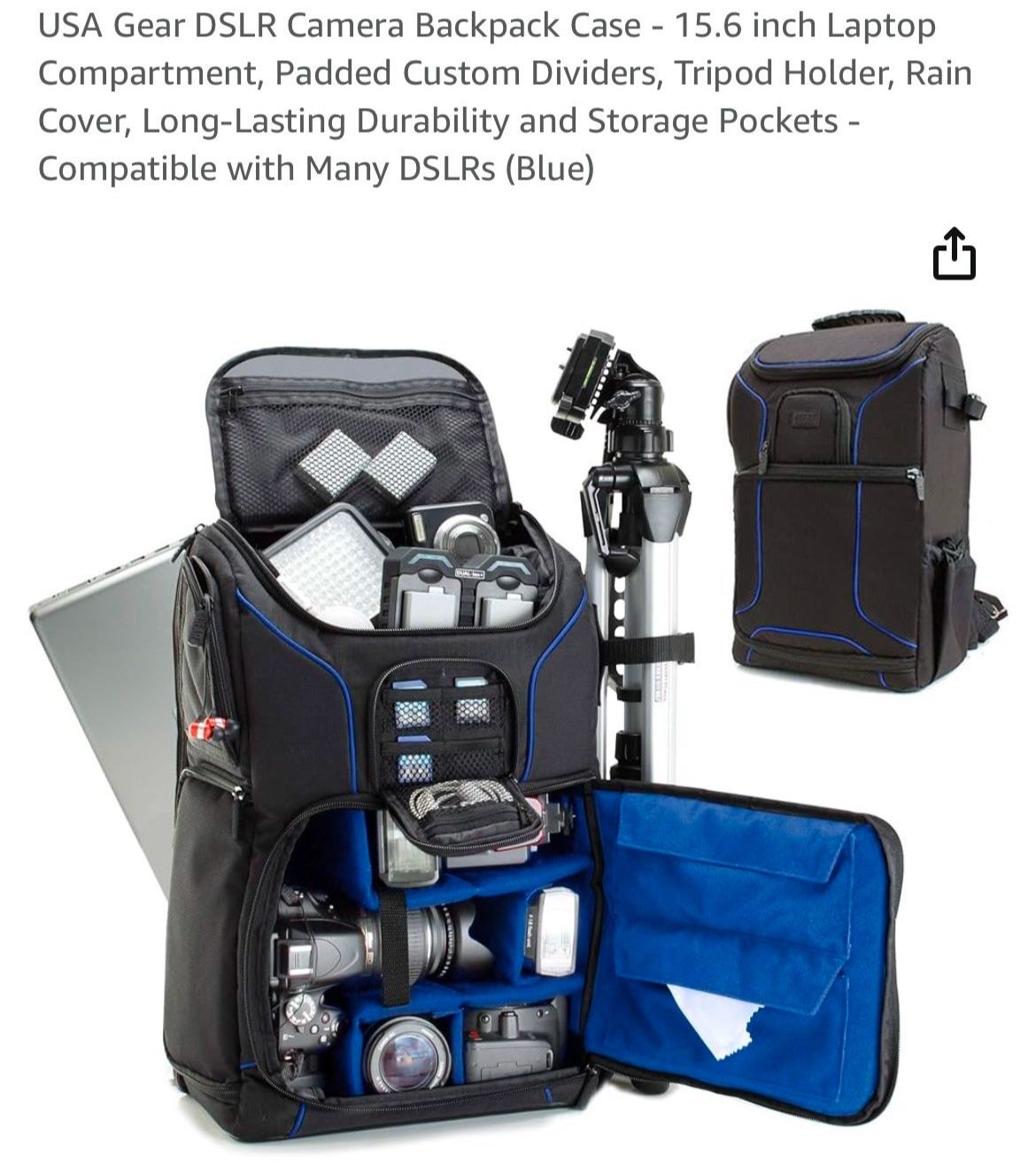 USA Gear DSLR Camera And Laptop Backpack