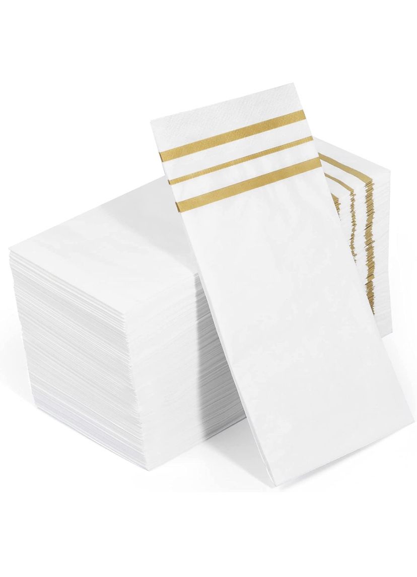 100 Pcs Paper Napkins Disposable Hand Towels for Bathroom, Dinner Napkins Disposable Soft, Absorbent, Gold Napkins Party Napkin Wedding Napkins for Ki