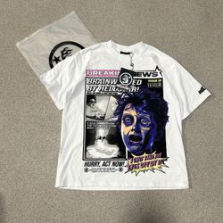 Hellstar Graphic Tee White Purple Print | Front & Back Size M