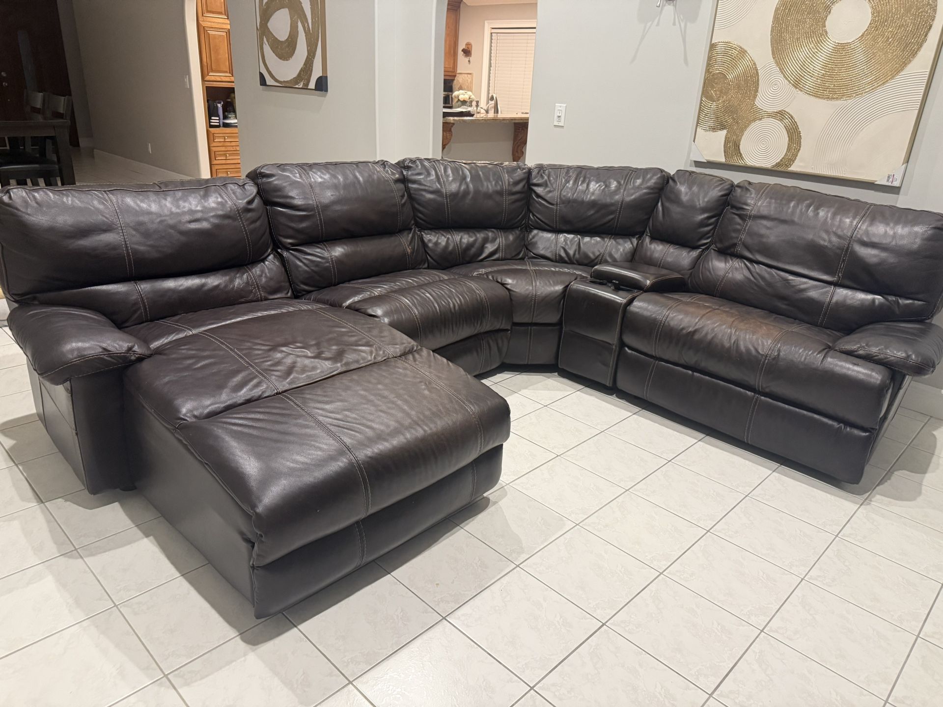Brown Leather Sectional Couch