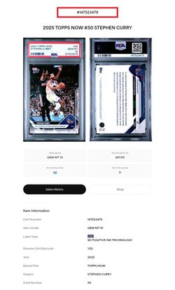 2025 Topps Now Stephen Curry PSA 10