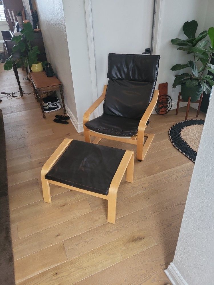 Ikea Poang Chair With Ottoman