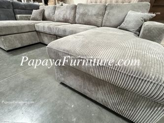 NEW Large U Shape Sectional Sofa with TWO Chaise Lounge Set Double Lounger Ashley Style Big Discount Modern Furniture Warehouse SALE Light Grey Fabric