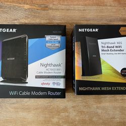 Netgear Nighthawk AC1900 Router + Tri-Band Wifi Mesh Extender