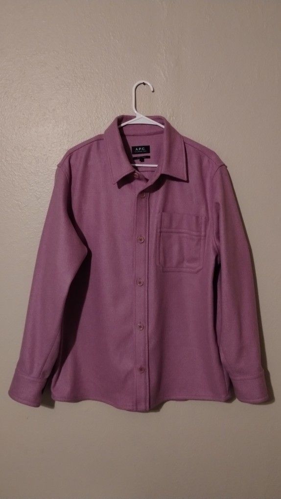 A.P.C. Surchemise Basile Wool Blend Overshirt Purple L/S~ Size Large. Pre owned in good condition