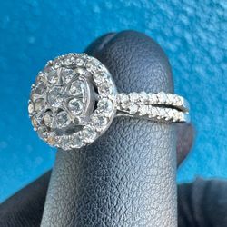 10k white gold iced diamond ring