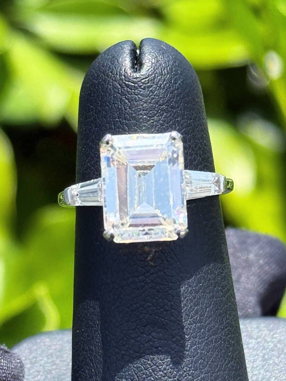 14k solid white gold 6CTW moissanite three stone baguette cut Engagement ring sz 5.25