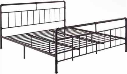 New Christopher Knight Home Sally King-Size Iron Bed Frame, Minimal, Industrial, Hammered Copper