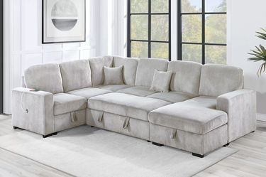 4-Piece Convertible Sectional - Ivory or Black Color