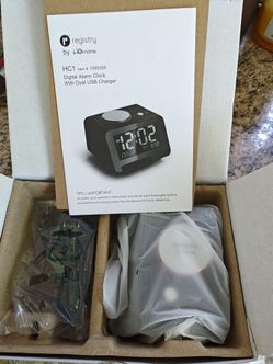New alarm clock with two USB charging ports with room temp