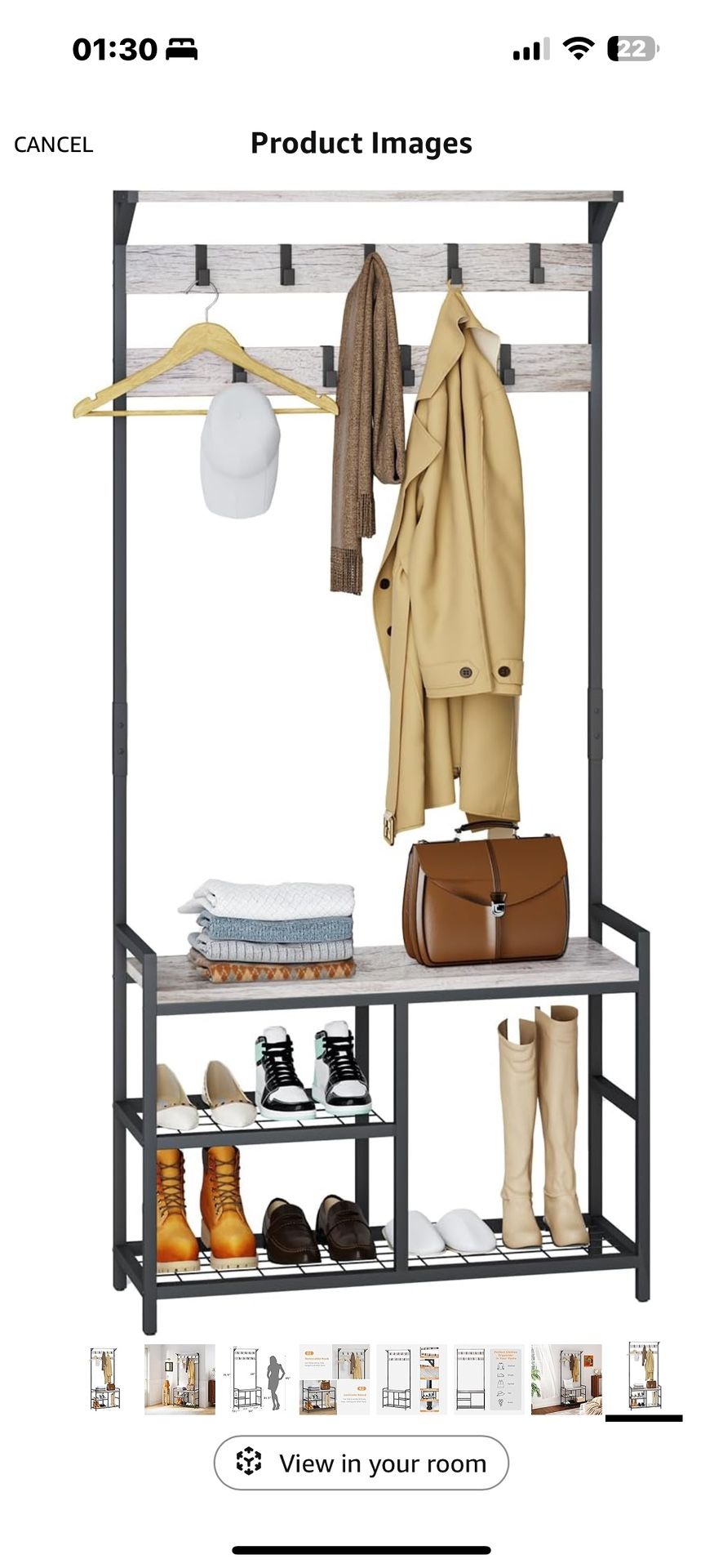 HOMEKOKO Coat Rack Shoe Bench, Hall Tree Entryway Bench