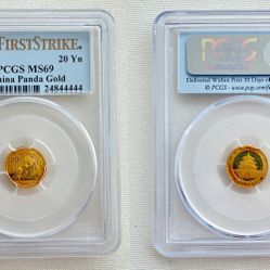 Two China Panda Gold Coins 20 YN
