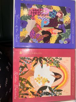 Set of 2 Illustrated Jigsaw Puzzles 500 Pieces