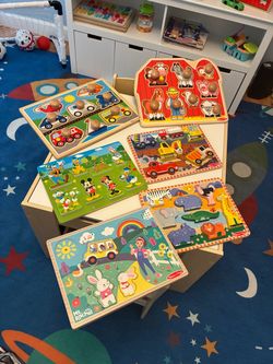 SET OF 5 PIECE Melissa & Doug Farm Animals Jumbo Knob Wooden Puzzle Educational Fine Motor Skill Toy for Kids. $30