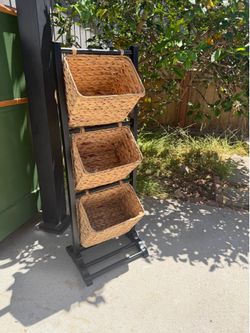 3-Tier Wicker Basket Storage