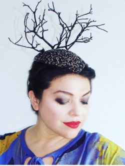 Tree branch fascinator vintage hat for drag or costume