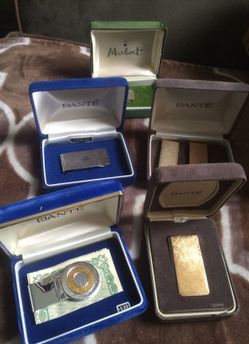 5 Vintage Dante Money Clips Swiss Diamond Cut Silver