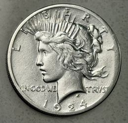 1924 US Silver Peace Dollar (S-Mint) w Rolling Fold Error