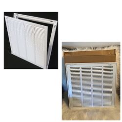 16”x16” Steel Return Air Filter Grille for 1" Filter - Easy Plastic Tabs for Removable Face/Door - HVAC Duct Cover - Flat Stamped Face - White