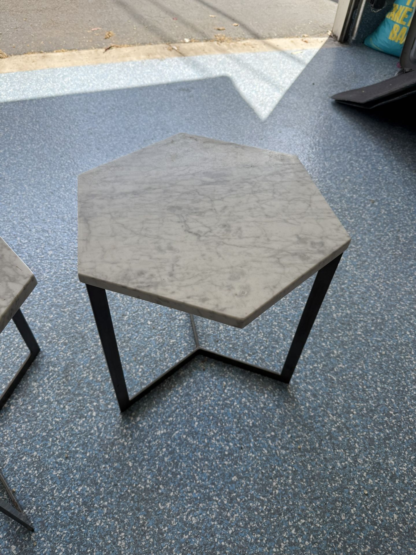 Hexagonal Stone End Tables (x2)