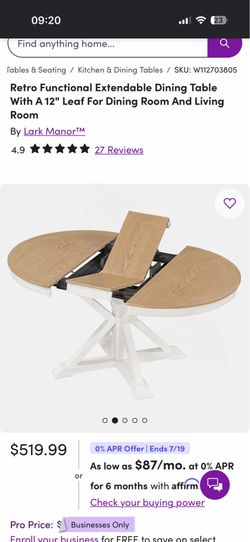 Extendable table white and brown wood