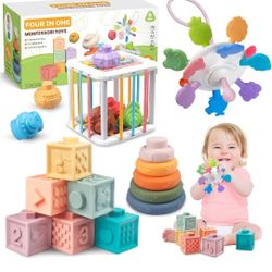 Brand New Montessori Soft Stacking Blocks for Babies, Infants Teething Toys, Sensory Balls and Educational Learning Set 
