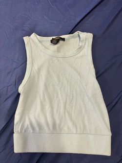 Forever 21 Ribbed Crop Tank Top Light Blue