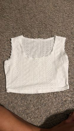 White Eyelet Lace Crop Top