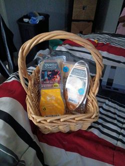 Basket with candle wax