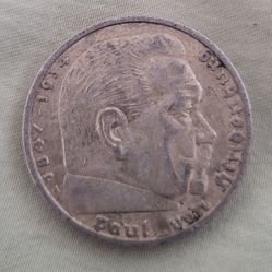 1935 German Silver 5 Mark Coin