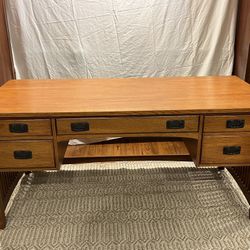 Mission Oak 5 Drawer Desk