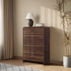 Enzo Modern Wood Storage Vertical Chest with 5-Drawer,Walnut ,IF2412