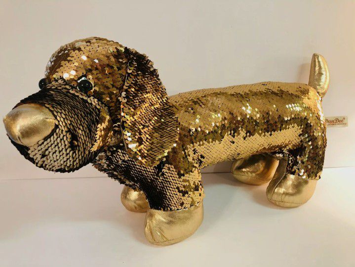 Dan Dee Collectors Choice Sequin Gold/Rose Gold Wiener Dachshund Plush Dog  