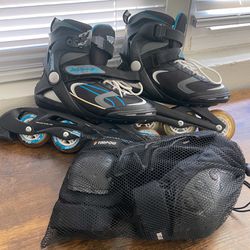 Rollerblade Bladerunner Pro 80 Inline Skates Women's Size 7 with Elbows and Knees Pad