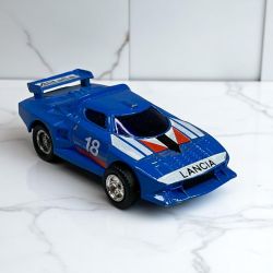 Vintage Lancia Stratos Blue Diecast Rally Car #18 1:45 Scale 1980s Model Car