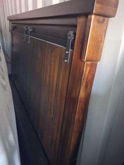Queen Wood Bed and Wood Night Stand with Electric  Connector