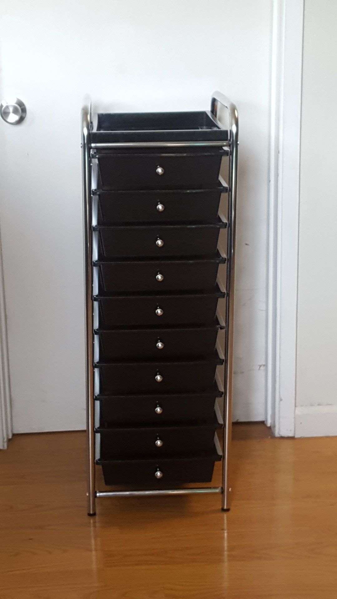 10 drawer plastic rolling storage organizer with wheels