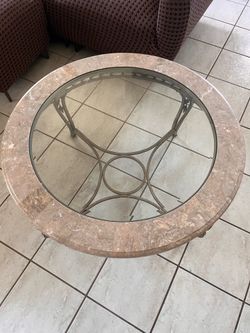 Round Iron / Glass top Coffee Table