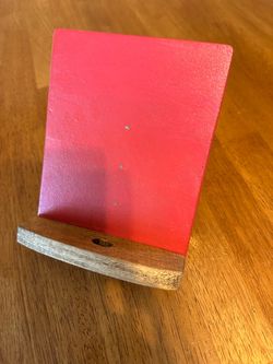 Pink & Natural Wood Desktop Cell Phone Stand / Charging Dock