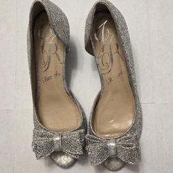 Womens Sparkly Silver Dress Shoes