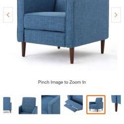 Mervynn Modern Muted Blue Polyester Club Chair Recliner

