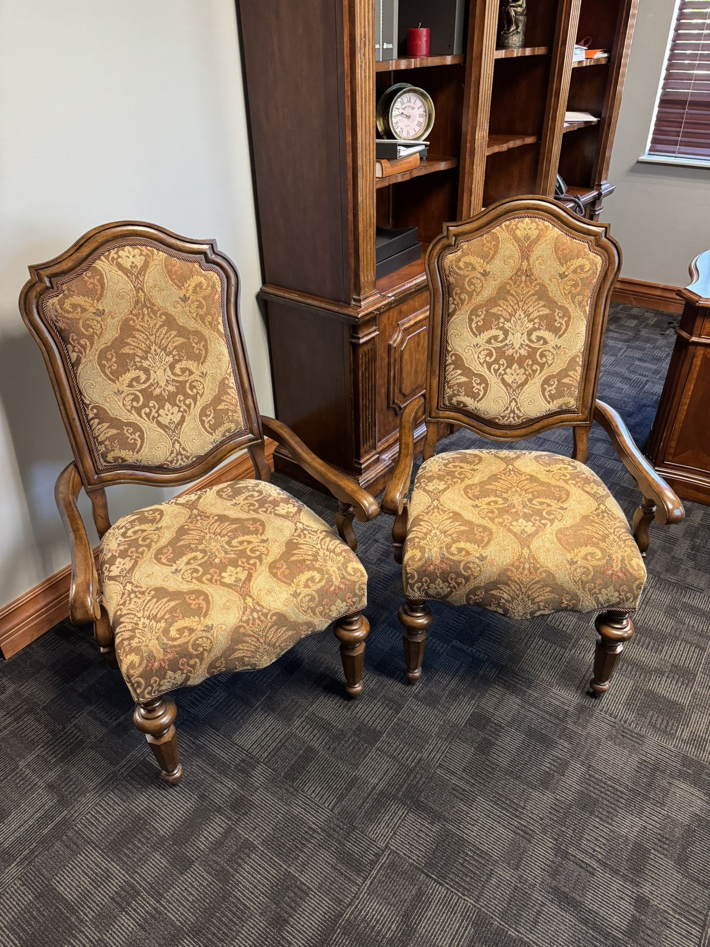 2 Vintage, Beautifully Carved Wooden Armchairs