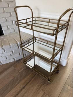 World Market Brass and Mirror 3 Tier  Bar Cart